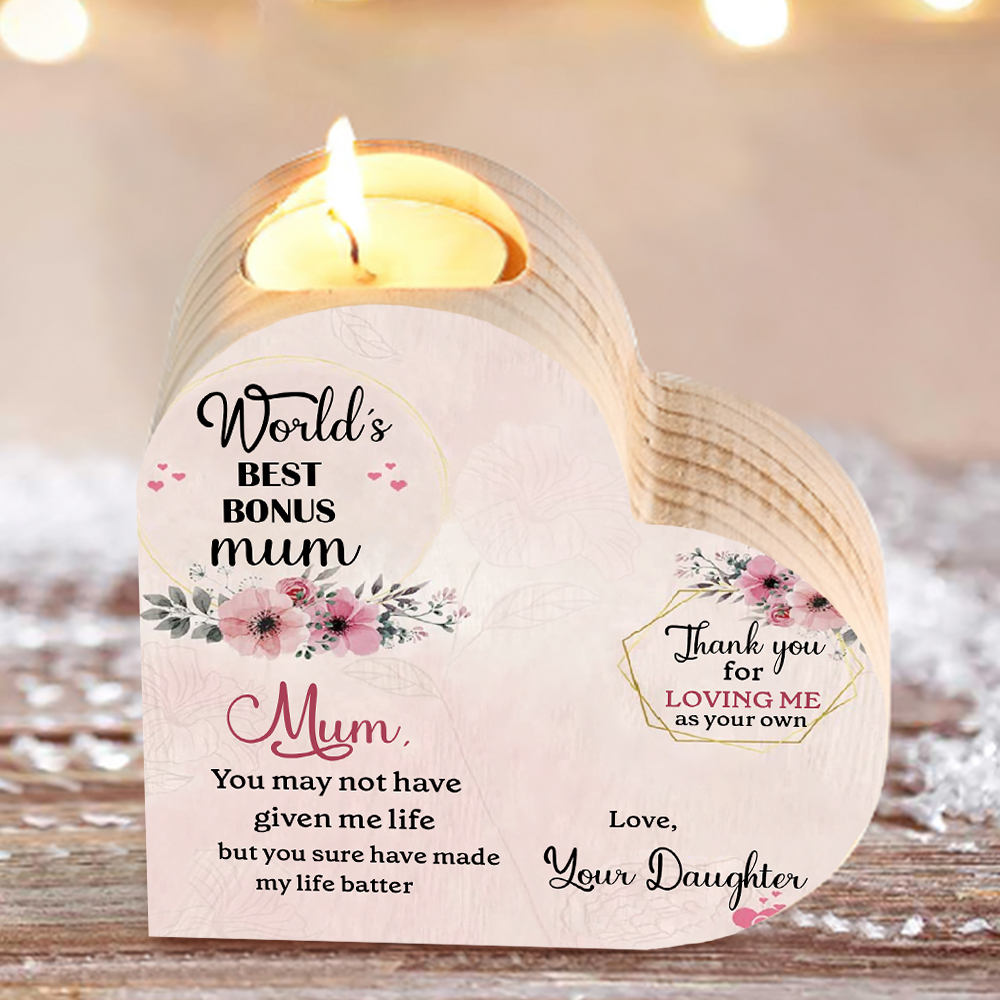 To My Mum-Wooden Heart Candle Holder Flower Candlesticks "made my life better" Gifts For Mother-Jessemade AU