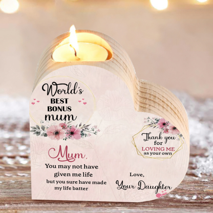 To My Mum-Wooden Heart Candle Holder Flower Candlesticks "made my life better" Gifts For Mother-Jessemade AU