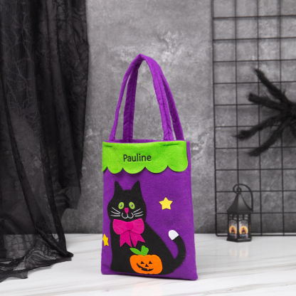 Personalised Halloween Tote Bags Custom 1 Name Tote Bag Halloween Candy Bag for Kids-Jessemade AU