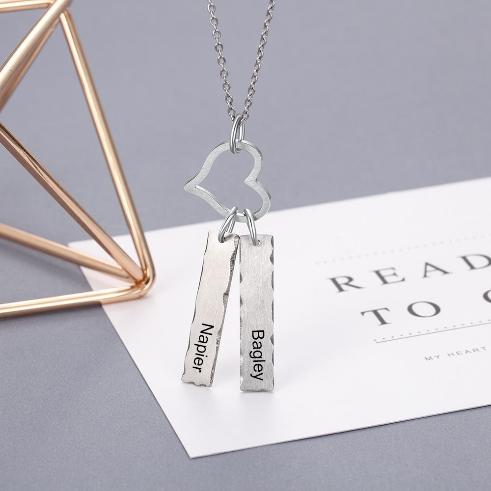 Personalised Double Bar Necklace With Heart-Jessemade AU