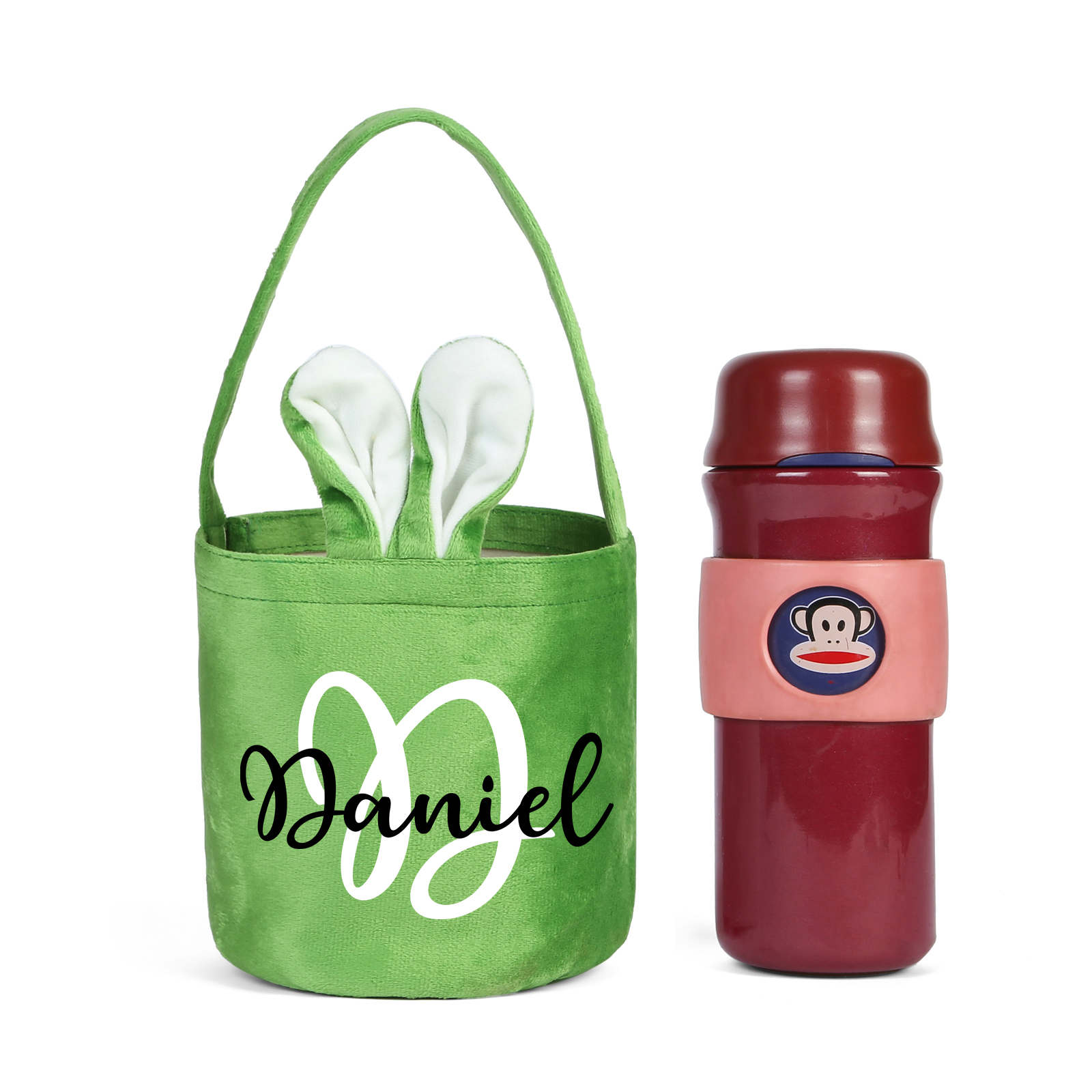 Personalised Bunny Tote Bag Customised with Name & Letter Bucket Bag Bunny Basket Easter Gifts-Jessemade AU