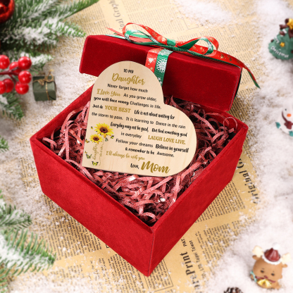 To My Daughter Wooden Heart Candle Holder Sunflowers Candlesticks "I'll always be with you"-Jessemade AU