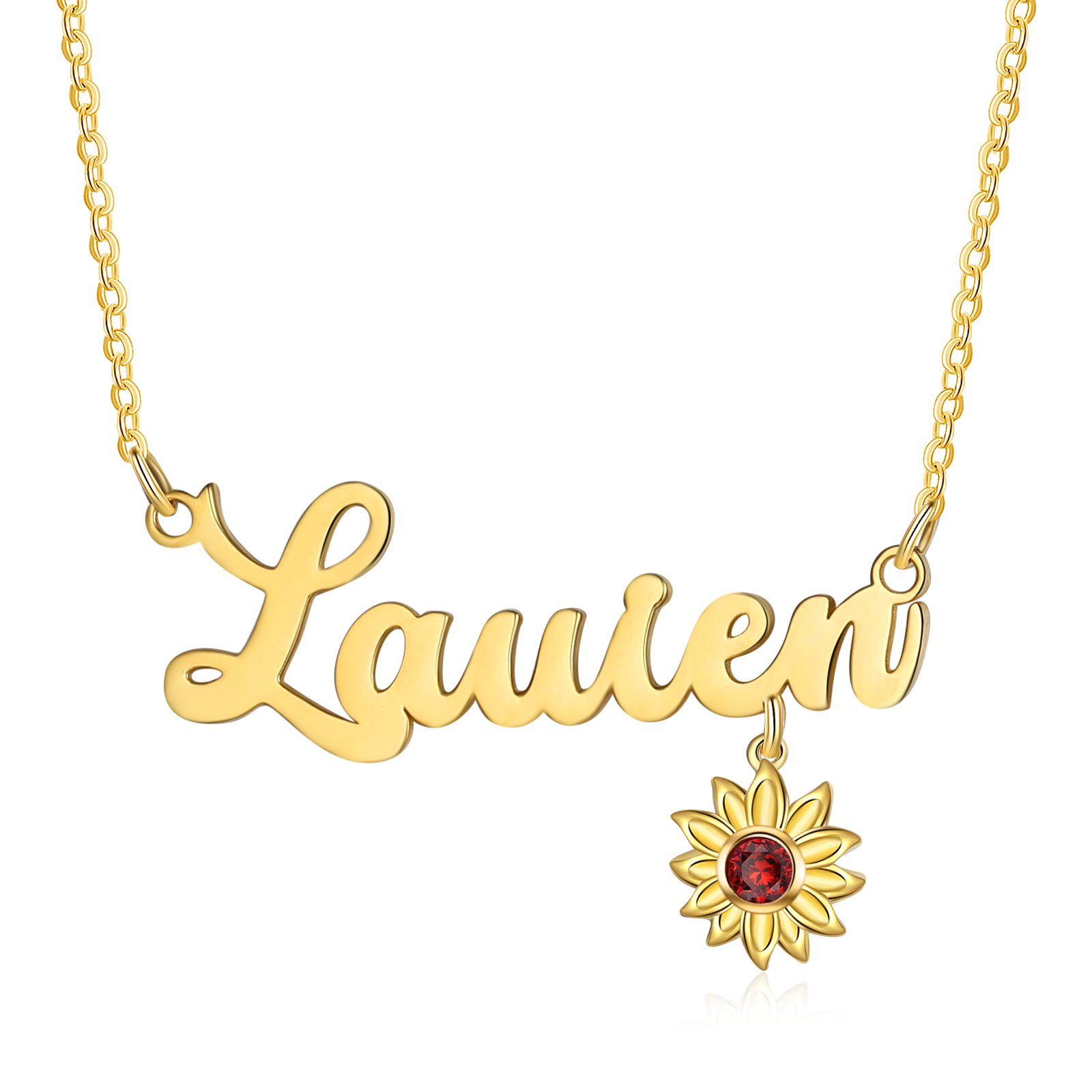 Personalised Sunflower Necklace Custom 1 Name Necklace Gift For Women