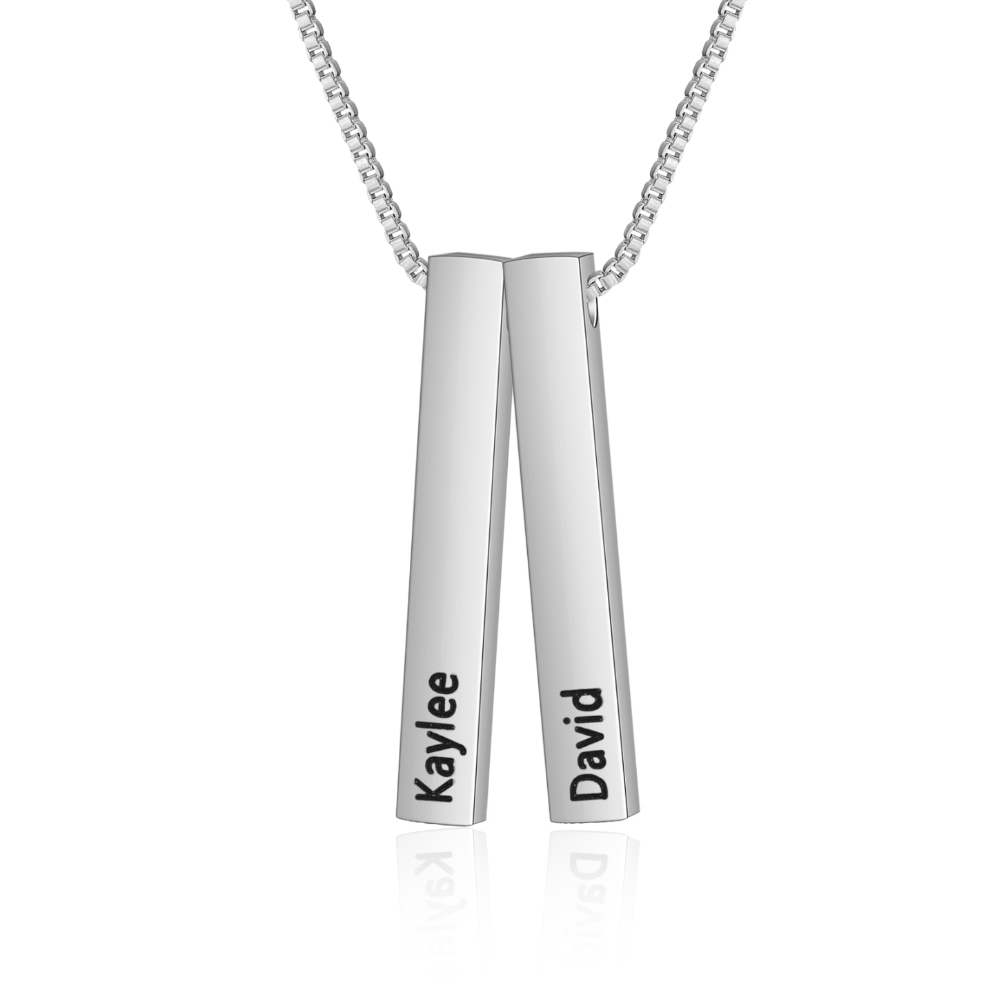 Vertical Bar Necklace Personalised 2 Names 3D Bar Necklace-Jessemade AU