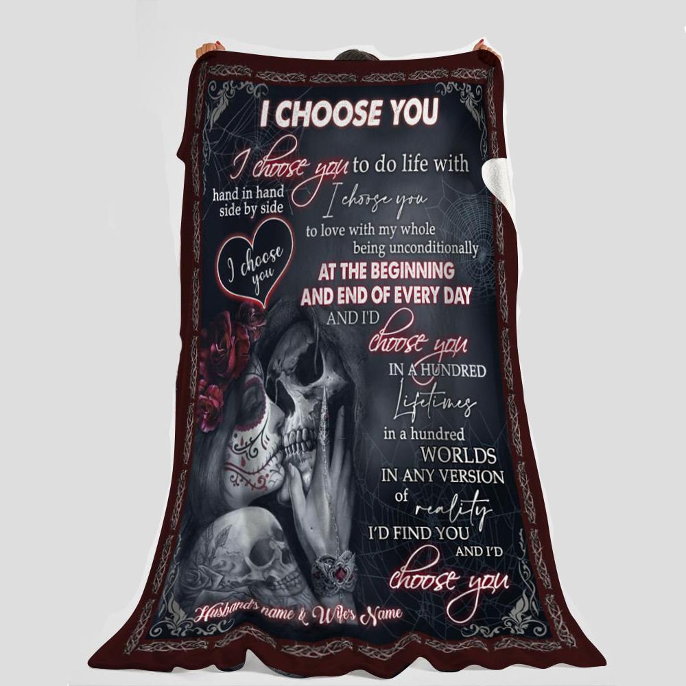 I Chose You To Do Life With Hand In Hand Side By Side, Flannel Blanket Gifts For Husband-Jessemade AU