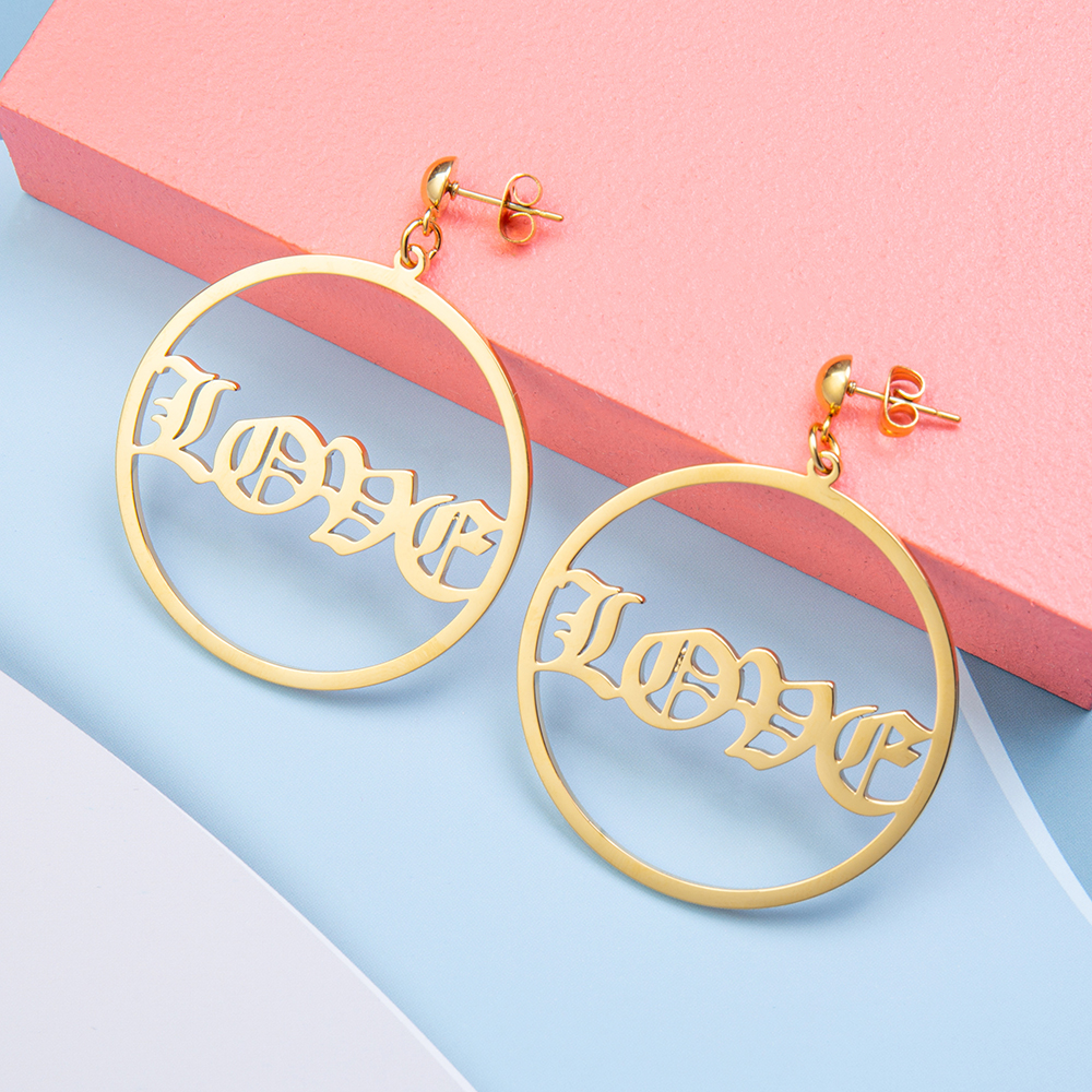 Personalised Circle Name Earring Customised Hoop Name Earrings for Her-Jessemade AU