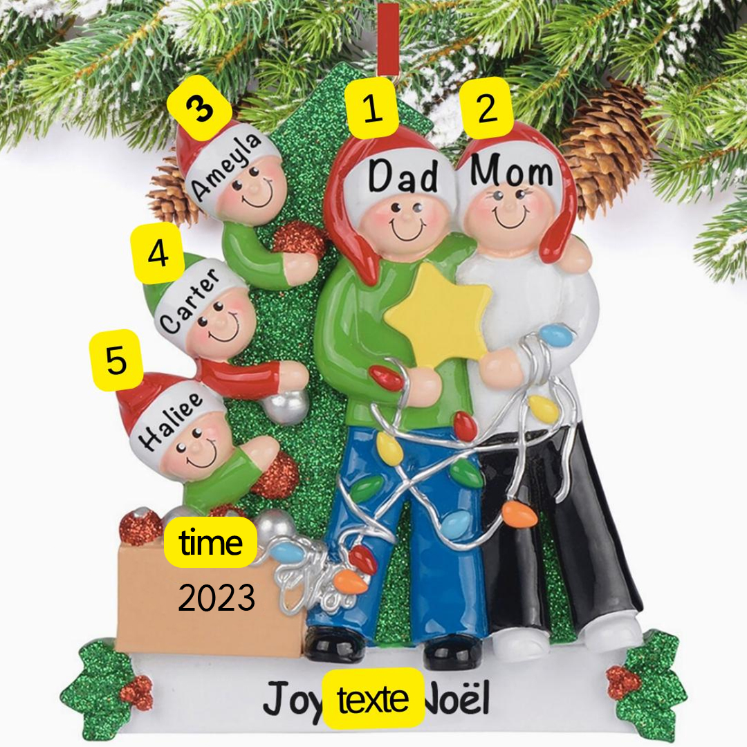 Personalised Family Christmas Ornament Custom 5 Names Hanging Ornament Gifts For Family-Jessemade AU