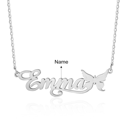 Butterfly Name Necklace Personalised One Name Necklaces Gift for Children-Jessemade AU
