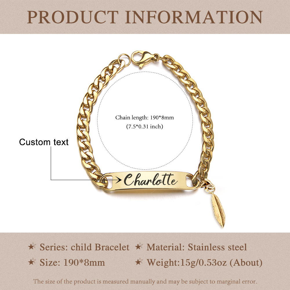 Personalised 1 Name Bracelet Leaf Bracelet Customised Child Bracelet Baby Gift-Jessemade AU