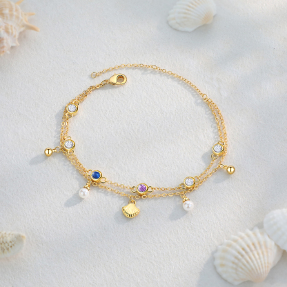 Personalised Women's Bracelet Custom 2 Birthstones Bracelet Gold Adjustable Bracelet Birthday Gift for Her-Jessemade AU