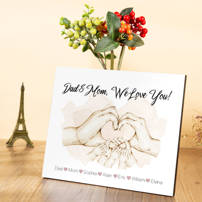 Personalised Heart Holding Hands Picture Board Custom 7 Names Family Keepsake Wood Signs Photo Frame-Jessemade AU