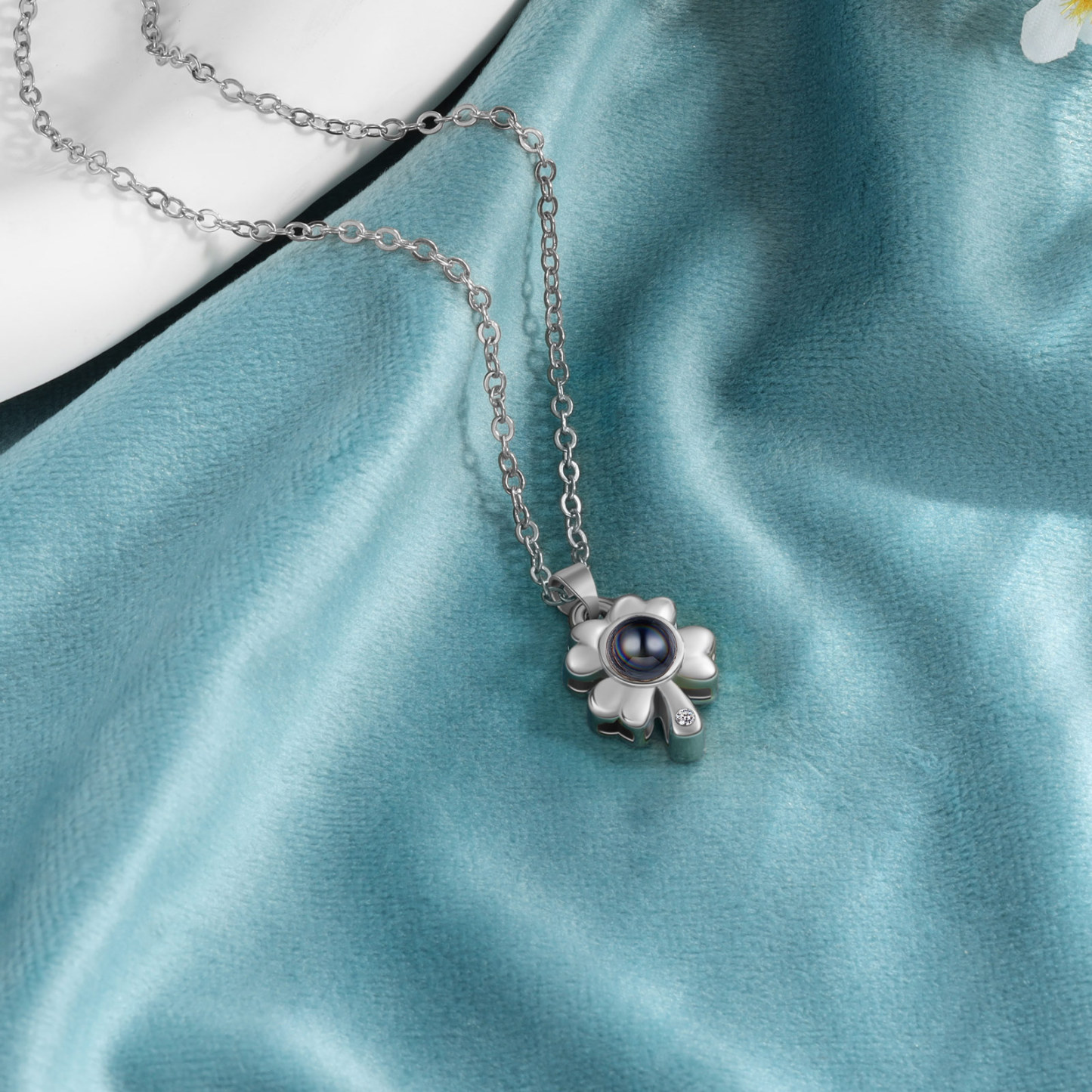 Couple Projection Necklace Set Four Leaf Clover Valentine's Day Gift Personalised Photo Necklace Creative Gift-Jessemade AU