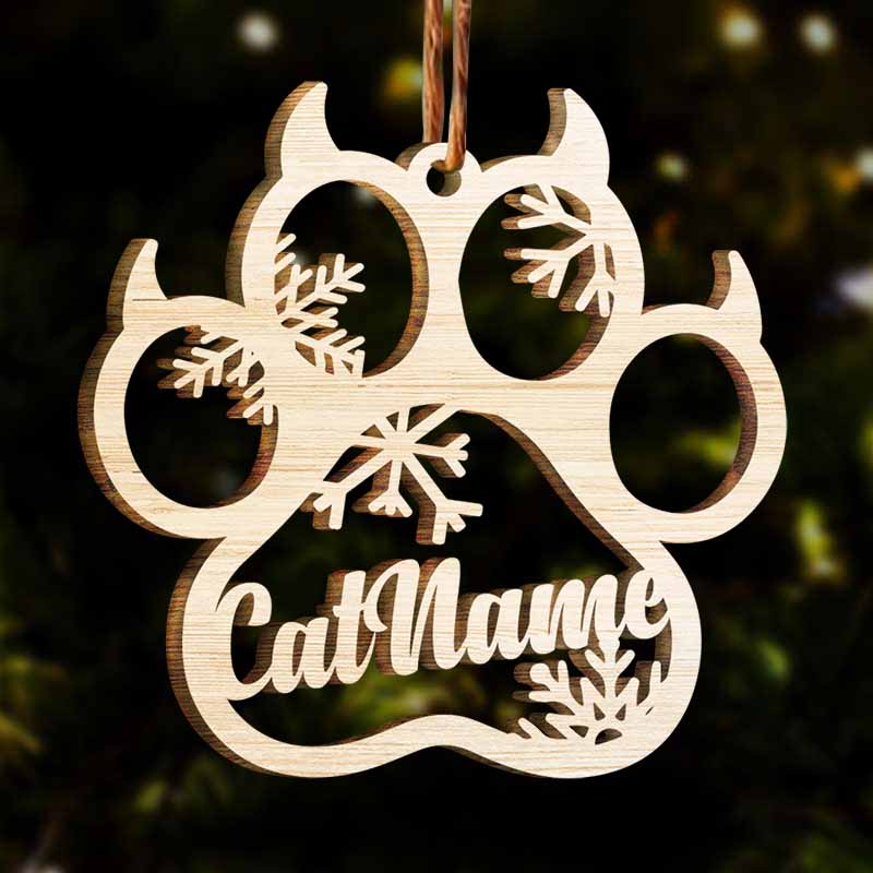 Personalised Wooden Paw Ornament Custom Name Christmas Pet Gifts-Jessemade AU