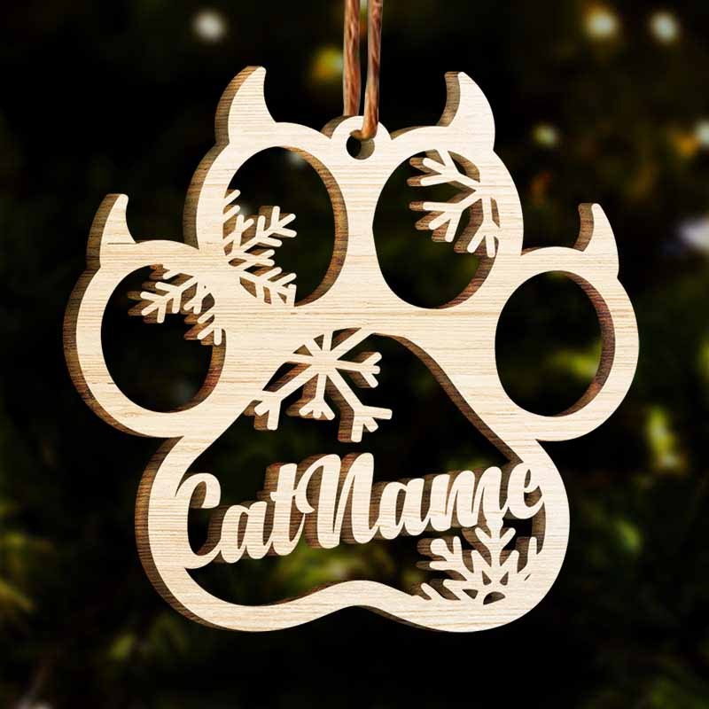 Personalised Wooden Paw Ornament Custom Name Christmas Pet Gifts-Jessemade AU