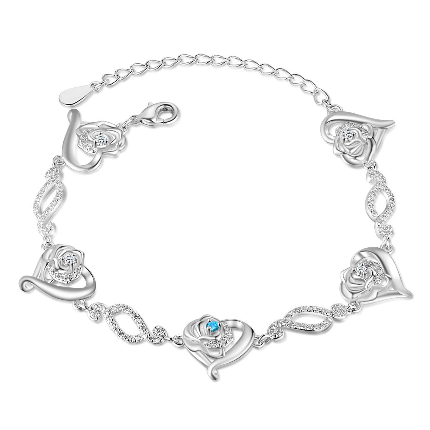 Flowers Bracelet Personalised 1 Birthstone Bracelet Engraved Names Flowers Charm Gifts For Her-Jessemade AU