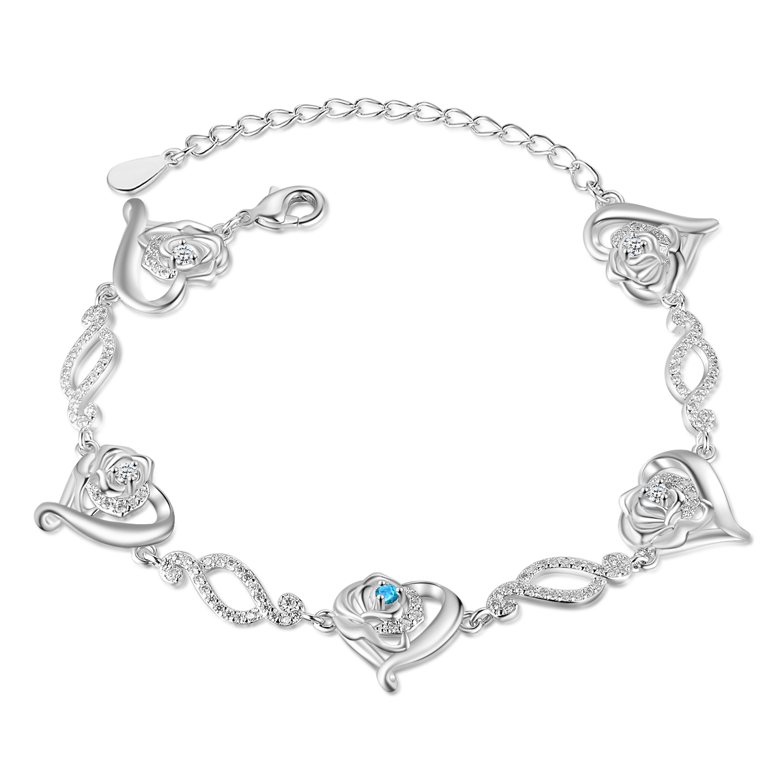 Flowers Bracelet Personalised 1 Birthstone Bracelet Engraved Names Flowers Charm Gifts For Her-Jessemade AU