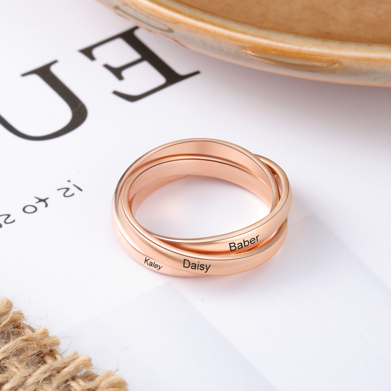 Personalised 3 Names Women's Ring-Jessemade AU