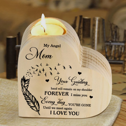 My Angel Mom Wooden Heart Candle Holder Memorial Candlesticks "Until we meet again"-Jessemade AU
