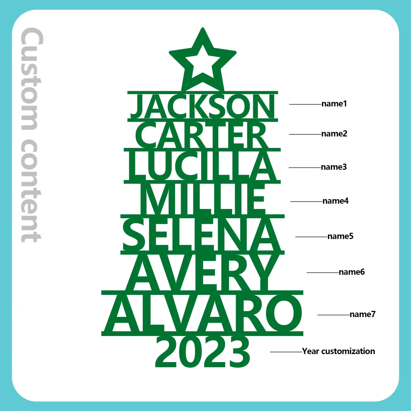 7 Names - Personalised Christmas Tree Ornaments Customised Name Xmas Wooden Decor Gifts for Family Friends-Jessemade AU