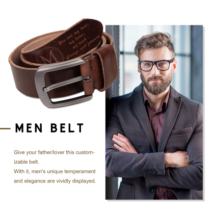 Personalised Genuine Leather Belt Engraved Names Men's Belt for Him-Jessemade AU