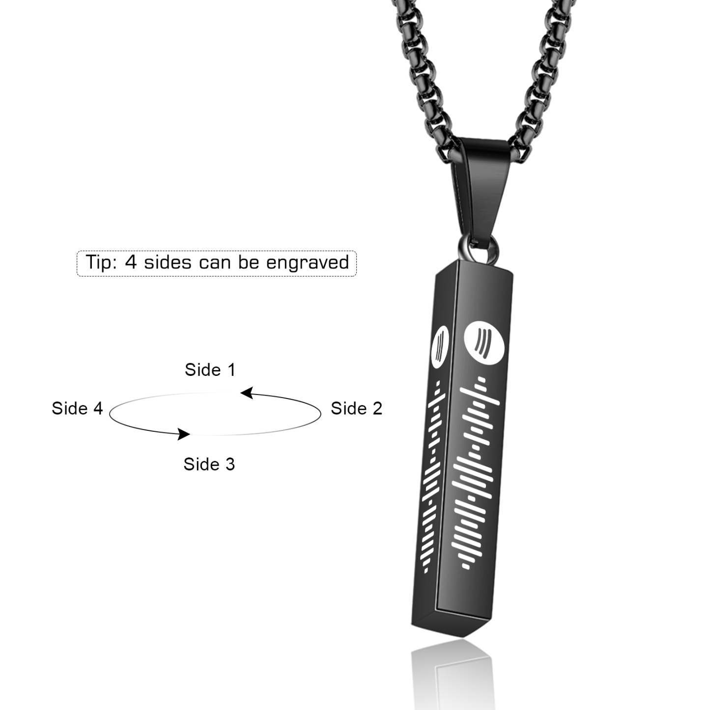 Personalised 3D Vertical Bar Necklace Customised Music Spotify Code Necklace for Her Him-Jessemade AU
