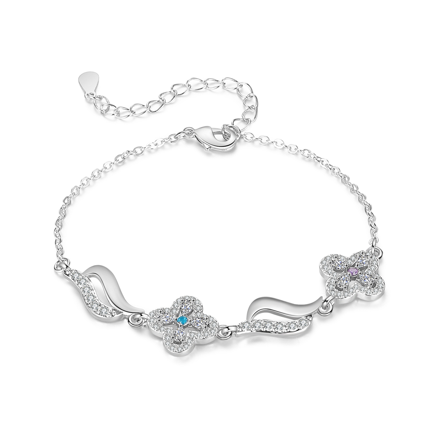 Personalised 2 Birthstones Engraved 2 Names Bracelet Women's Bracelets Birthday Gift for Her-Jessemade AU