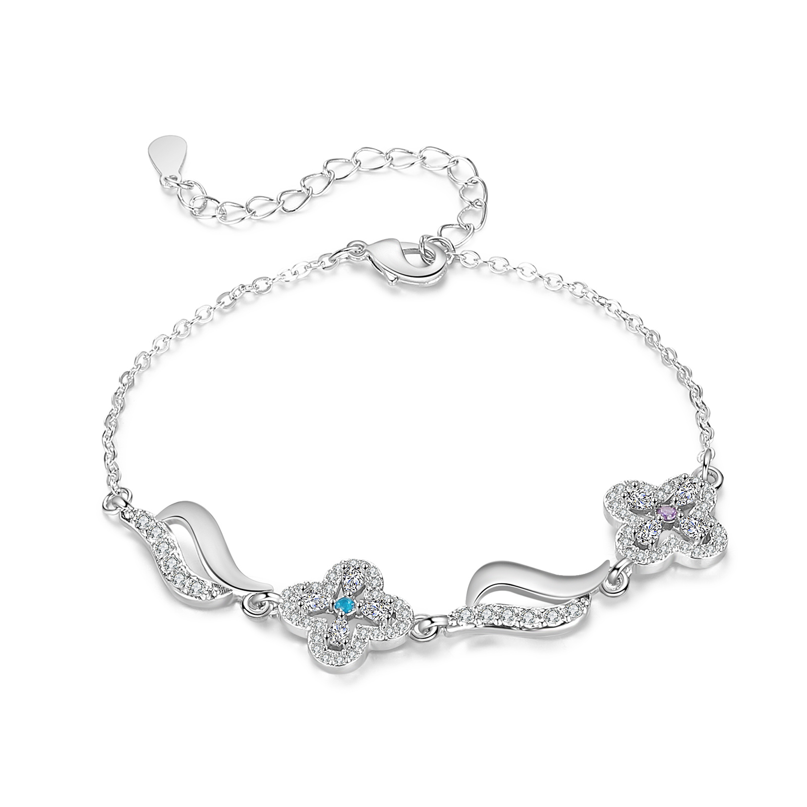 Personalised 2 Birthstones Engraved 2 Names Bracelet Women's Bracelets Birthday Gift for Her-Jessemade AU