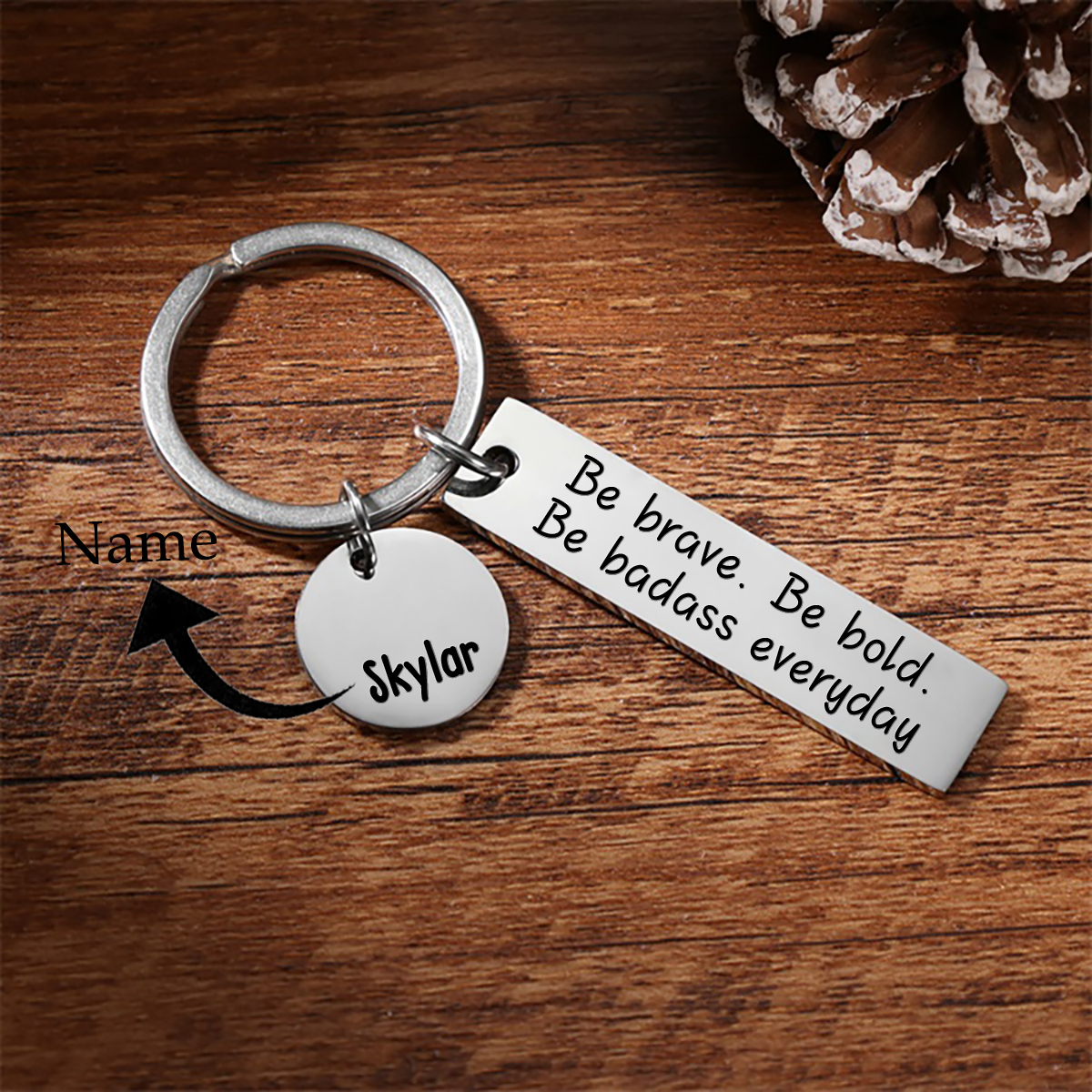 Be Brave Keychain Personalised Name Inspirational Gift "Be Brave. Be Bold. Be Badass Everyday"-Jessemade AU