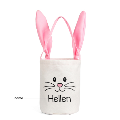 Easter Bunny Tote Bag Personalised Name Bucket Bag Bunny Basket Gifts For Kids-Jessemade AU