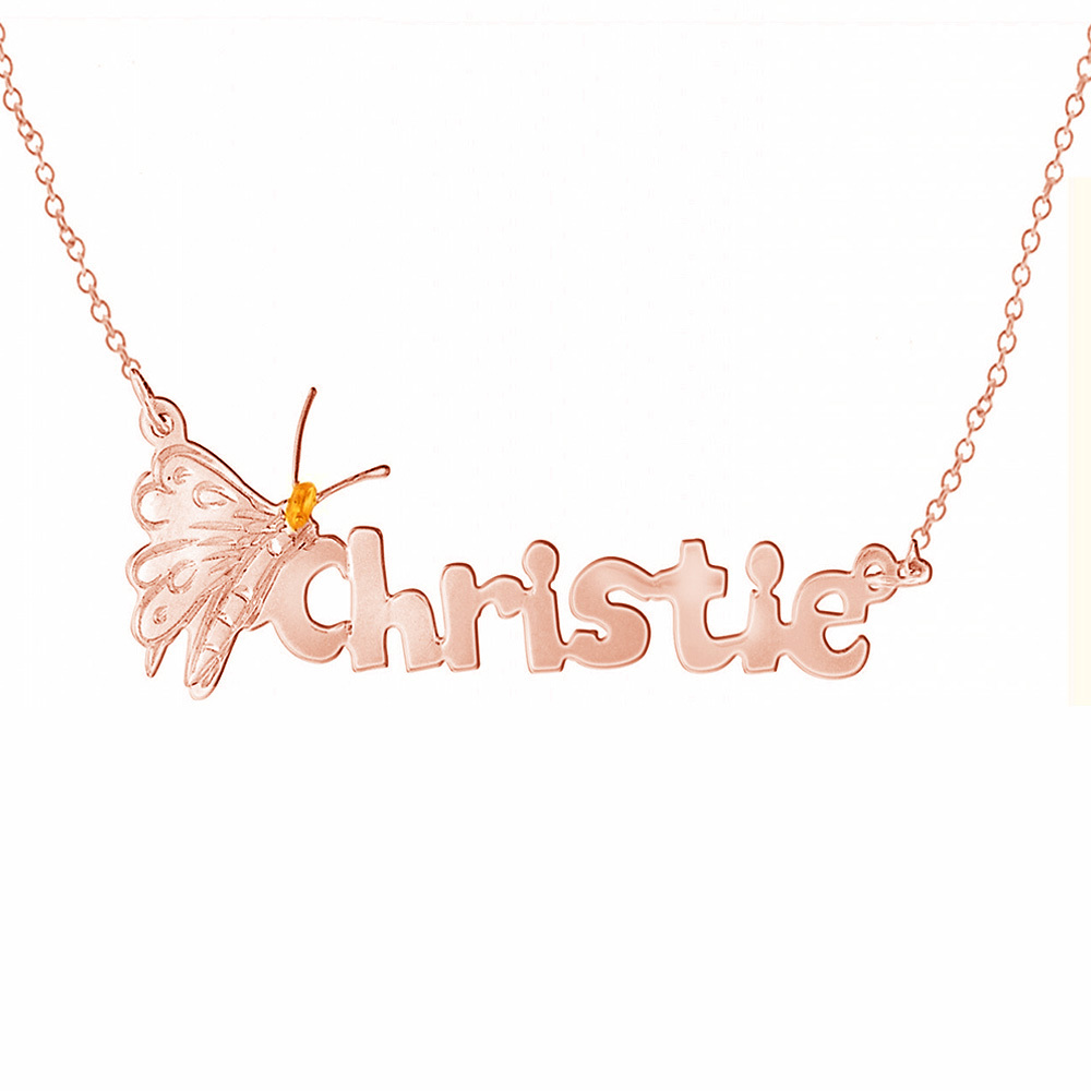 Personalised Butterfly Necklace Custom 1 Name Necklace Gift For Women-Jessemade AU