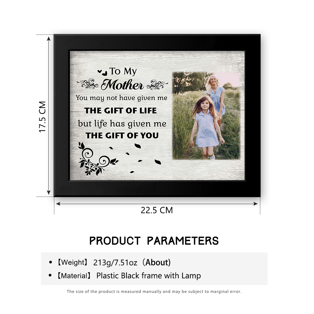 To My Mother Personalised Photo Frame With Light Gifts For Mother “Life Given Me The Gift Of You”-Jessemade AU
