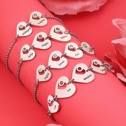 3 Names - Personalised Heart Bracelet Custom Names & Birthstones Family Bracelet Gifts for Her-Jessemade AU