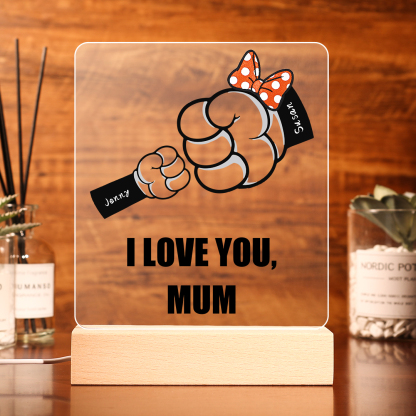 2 Names - Personalised Acrylic Night Light Custom Names & Text Fist Bump LED Lamp Gifts for Family-Jessemade AU