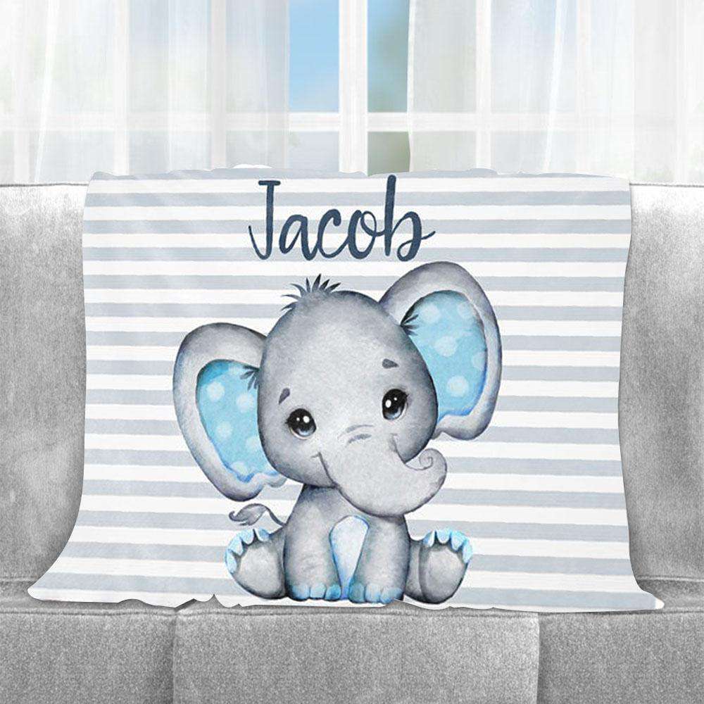Personalised Baby Elephant Blanket Custom Name Gifts For Kids-Jessemade AU