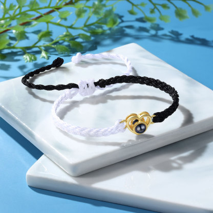 Personalised Heart Projection Bracelet Customised Photo Bracelet Adjustable Bracelet Gift for Couples/Family/Friends-Jessemade AU