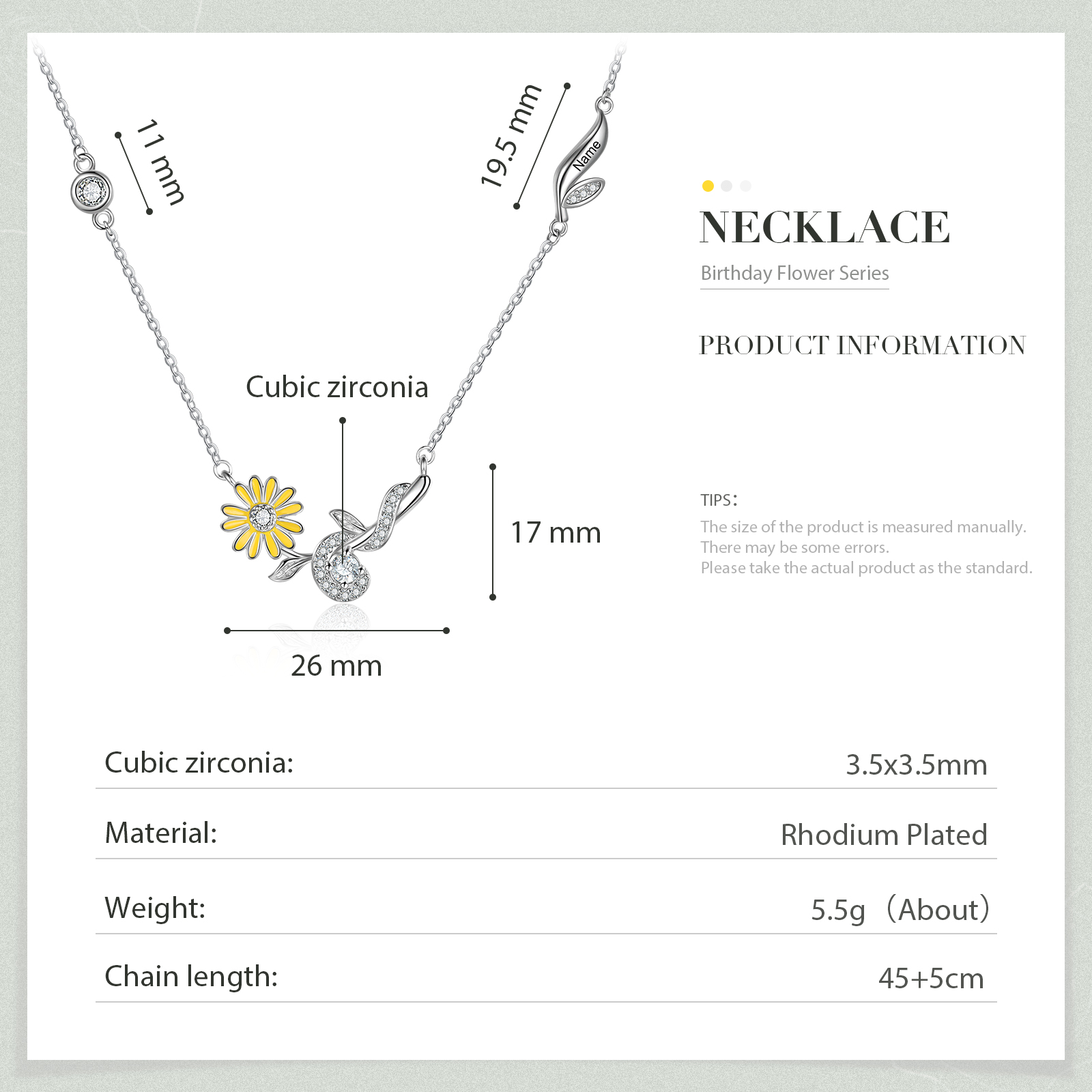 Personalised April Birthflower Necklace With Birthstone Best Gift For Her-Jessemade AU