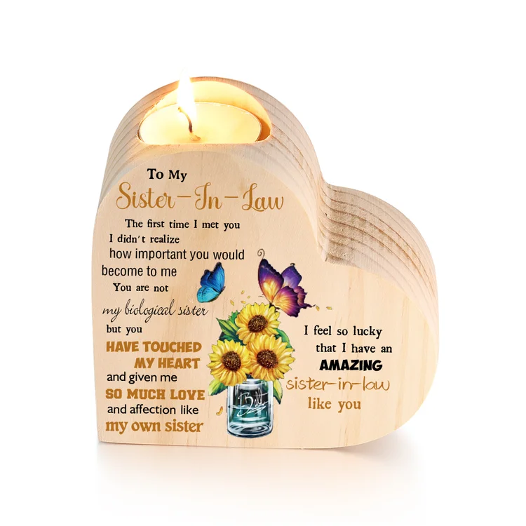 To My Sister-In-Law Heart Candle Holder "I Feel So Lucky That I Have An Amazing Sister-In-Law Like You" Wooden Candlestick-Jessemade AU