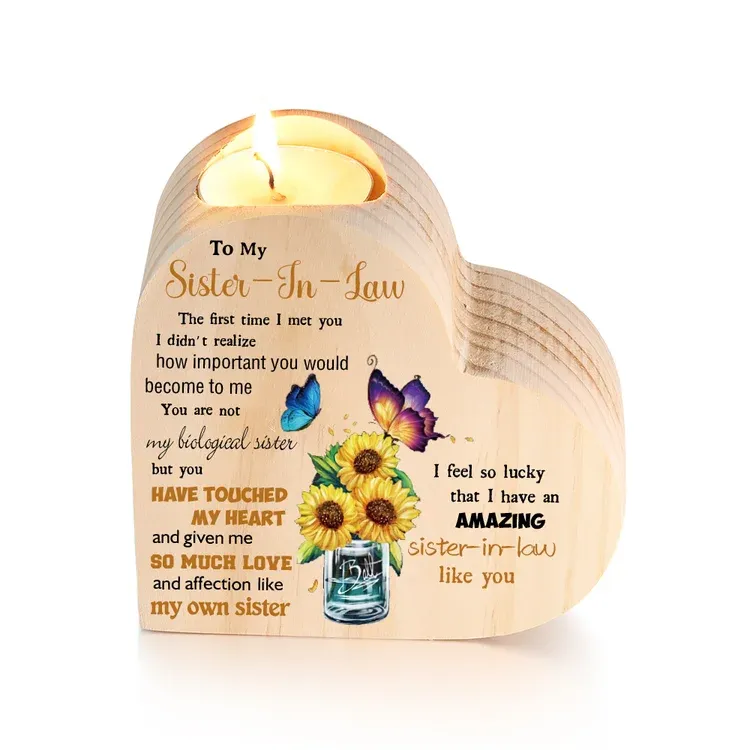 To My Sister-In-Law Heart Candle Holder "I Feel So Lucky That I Have An Amazing Sister-In-Law Like You" Wooden Candlestick-Jessemade AU