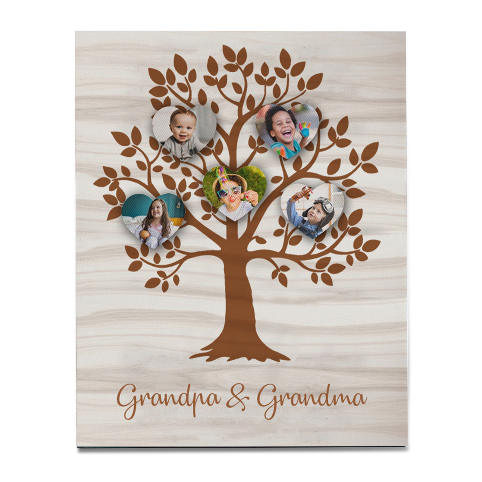 Personalised Photo Family Tree Wood Signs Engrave 5 Photos Frame-Jessemade AU