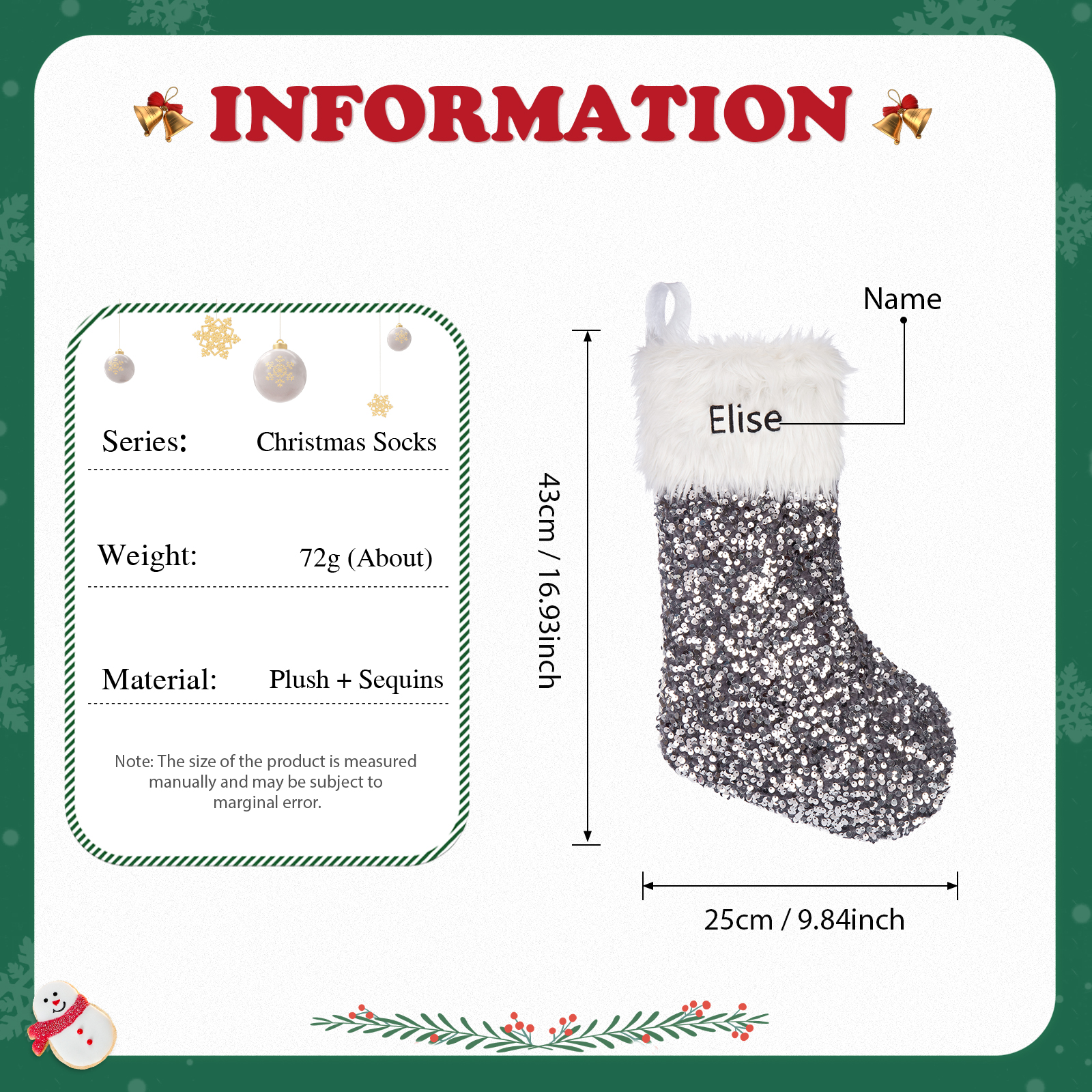 Custom 1 Name Christmas Stockings Ornaments Personalised Christmas Gifts for Family Friends-Jessemade AU