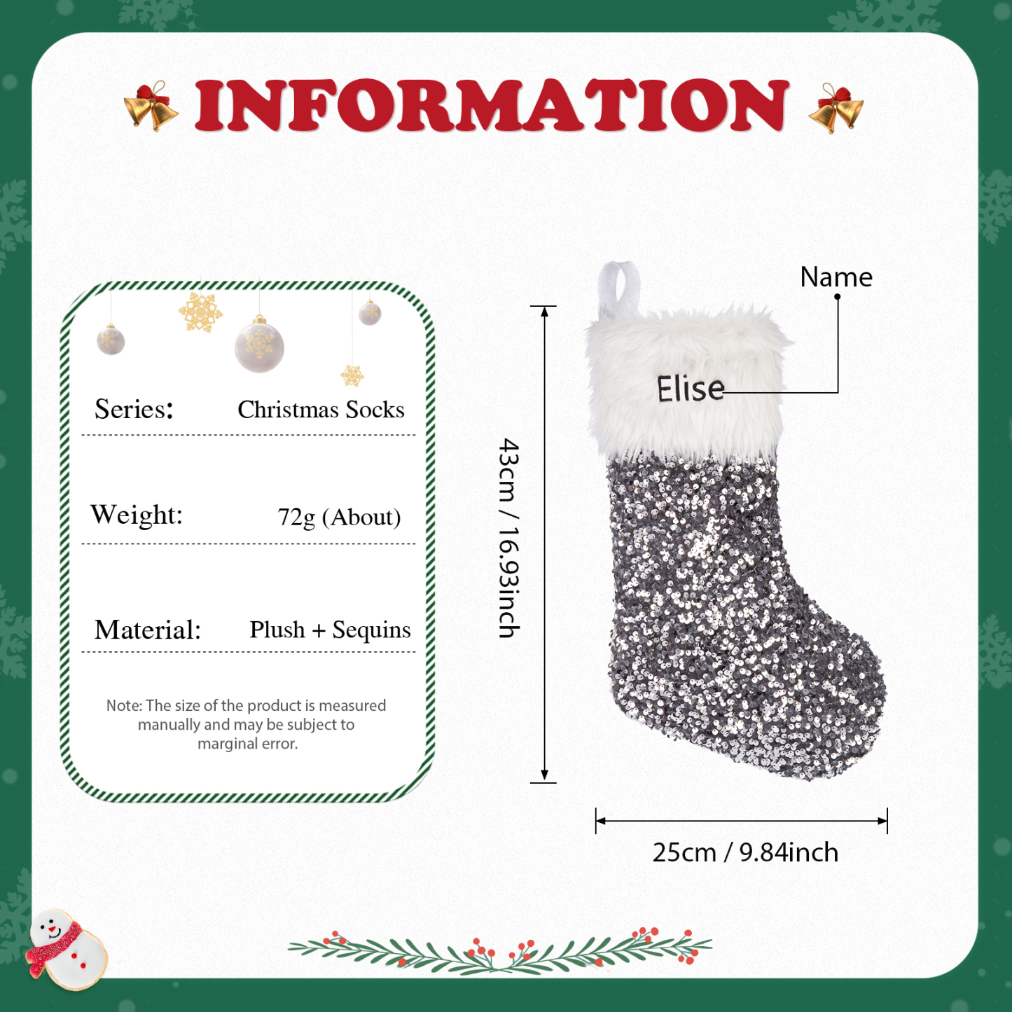 Custom 1 Name Christmas Stockings Ornaments Personalised Christmas Gifts for Family Friends-Jessemade AU