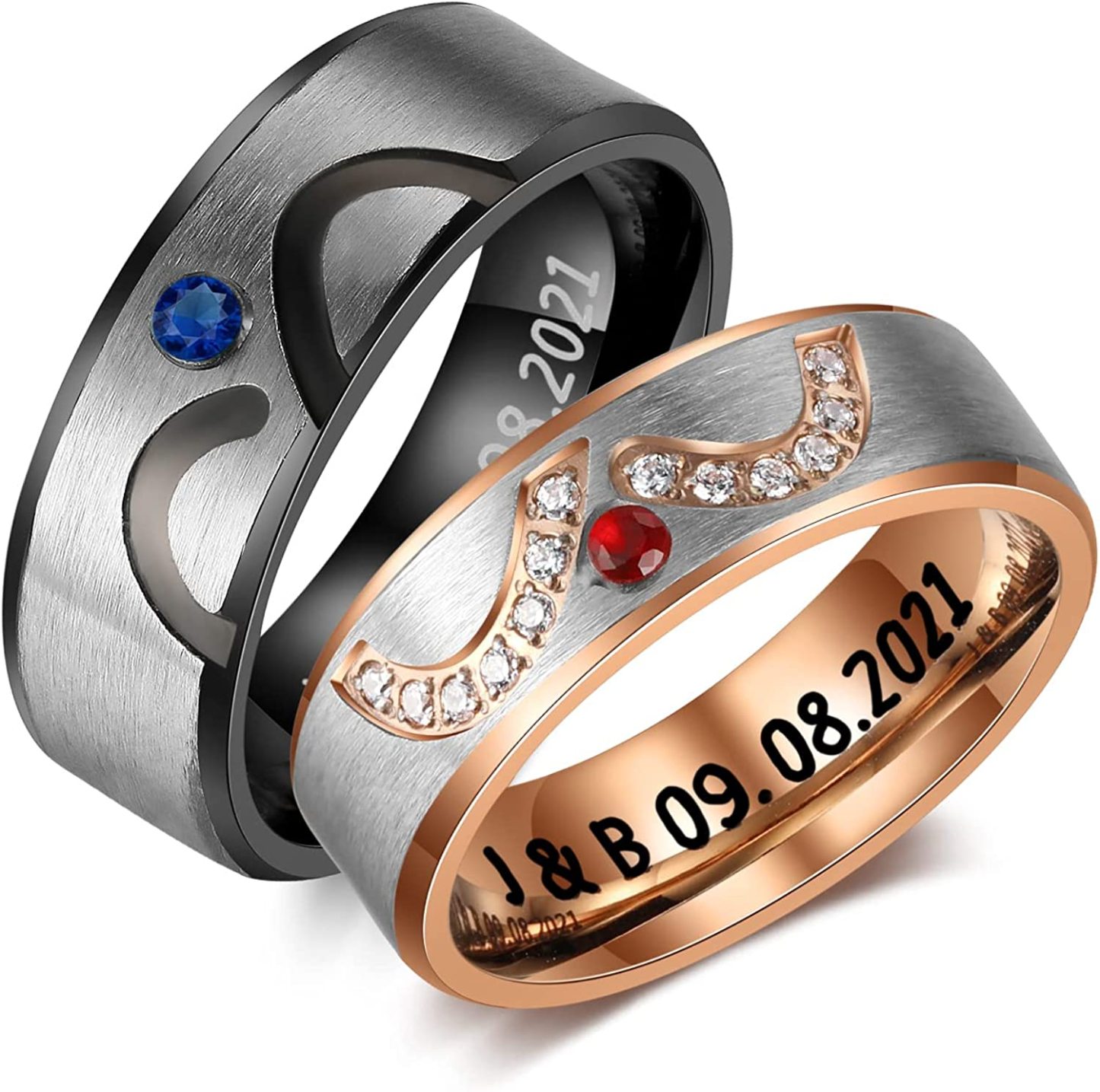 Customised Couple Ring Engrave Love Message Matching Rings Gift for Couple Friends BBF-Jessemade AU