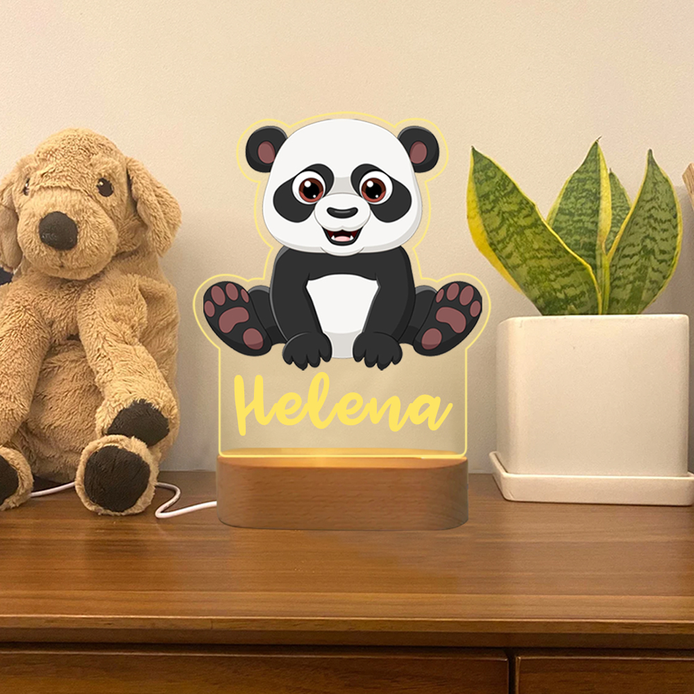 Personalised Name Acrylic Panda Night Light LED Lamp Gifts For Kids-Jessemade AU