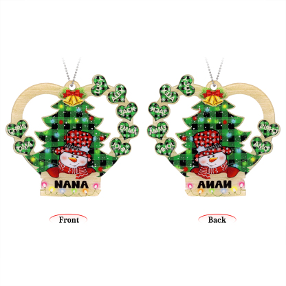 7 Names - Personalised Heart Christmas Tree Ornament Customised Name & Text Acrylic Snowman Hanging Ornaments Gift for Family-Jessemade AU