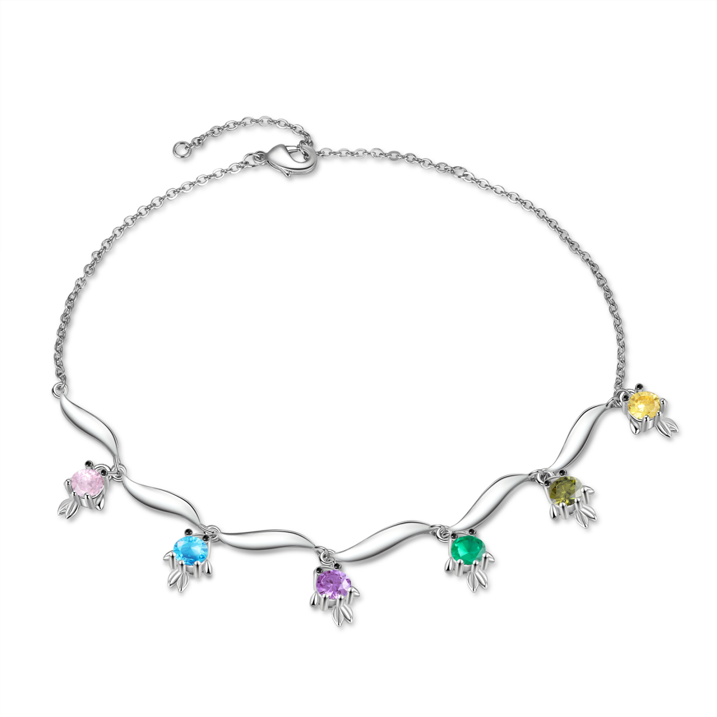 6 Names - Personalised Women's Anklet Customised Birthstones & Names Anklet Fish Anklet Birthday Gift for Her-Jessemade AU