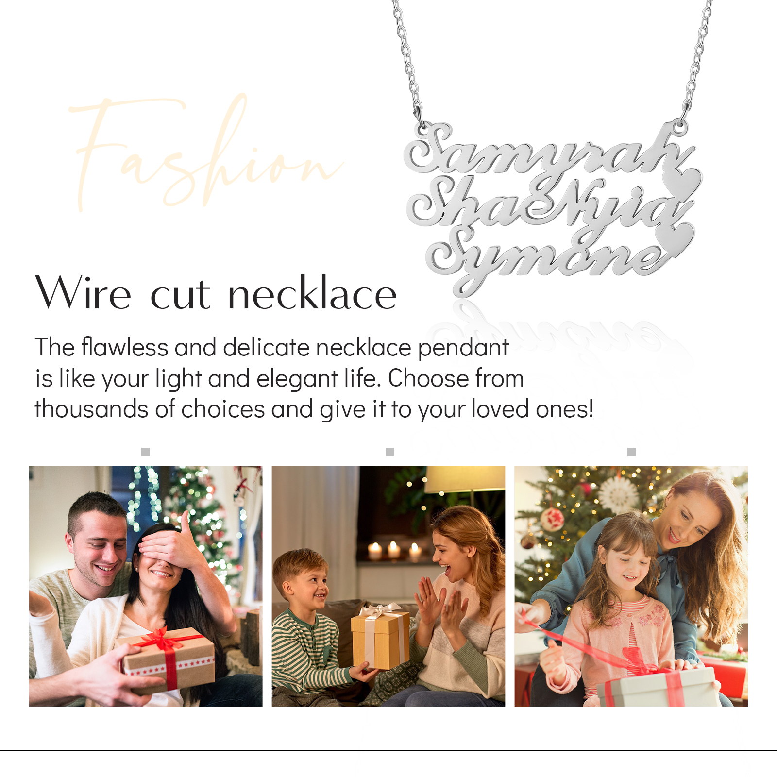 Personalised 3 Names Necklace Classic Jewelry Gift For Her-Jessemade AU