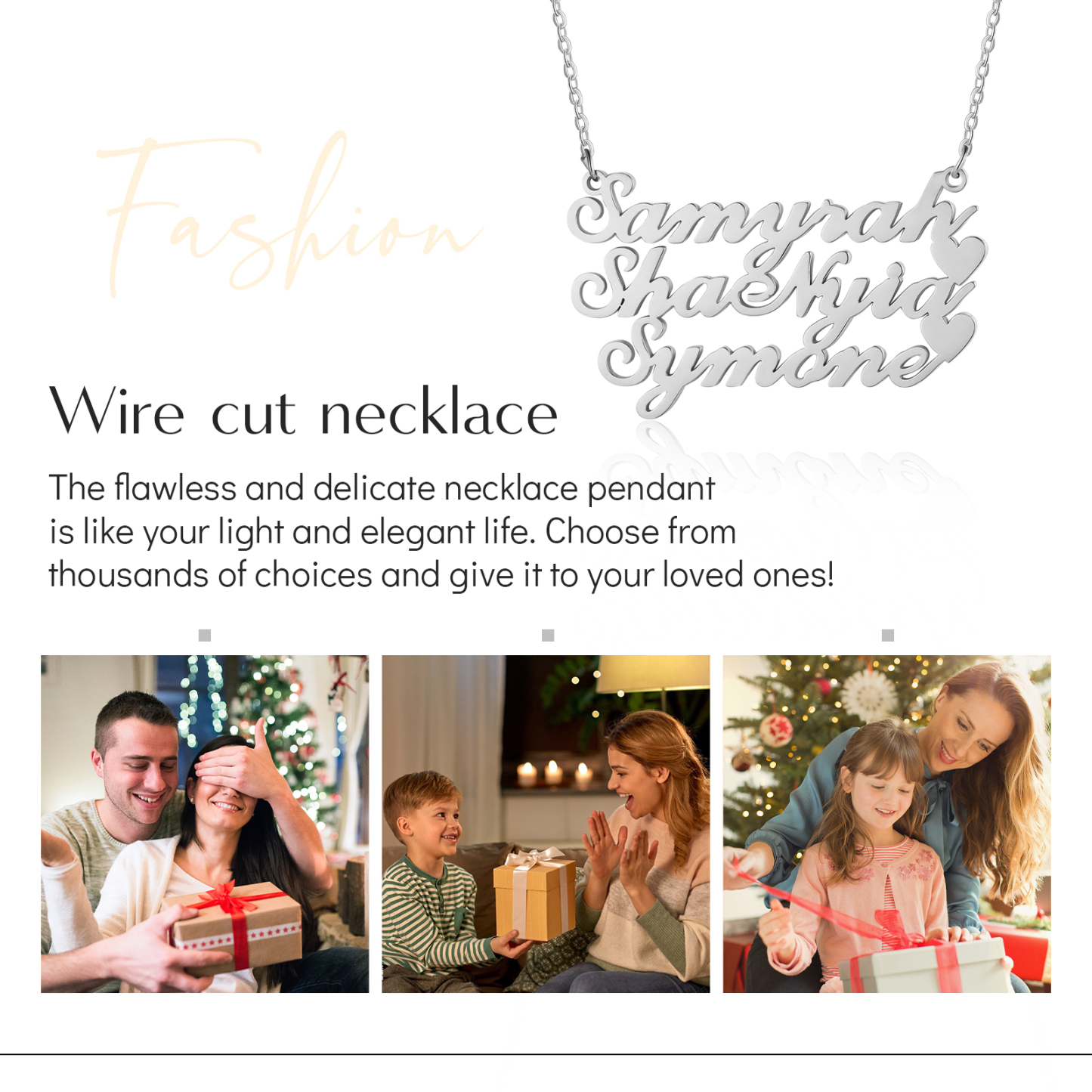 Personalised 3 Names Necklace Classic Jewelry Gift For Her-Jessemade AU