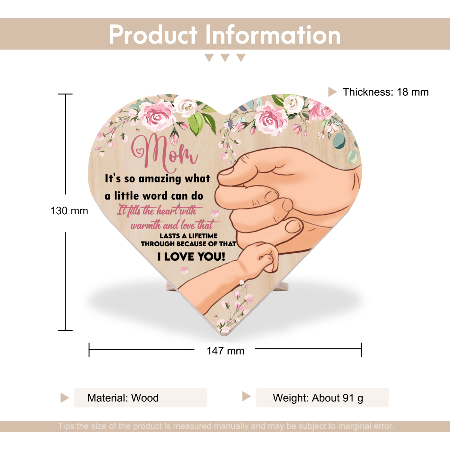 To My Amazing Mom I LOVE YOU Wooden Flowers Heart Keepsake Desktop Ornament Mothers Gifts-Jessemade AU