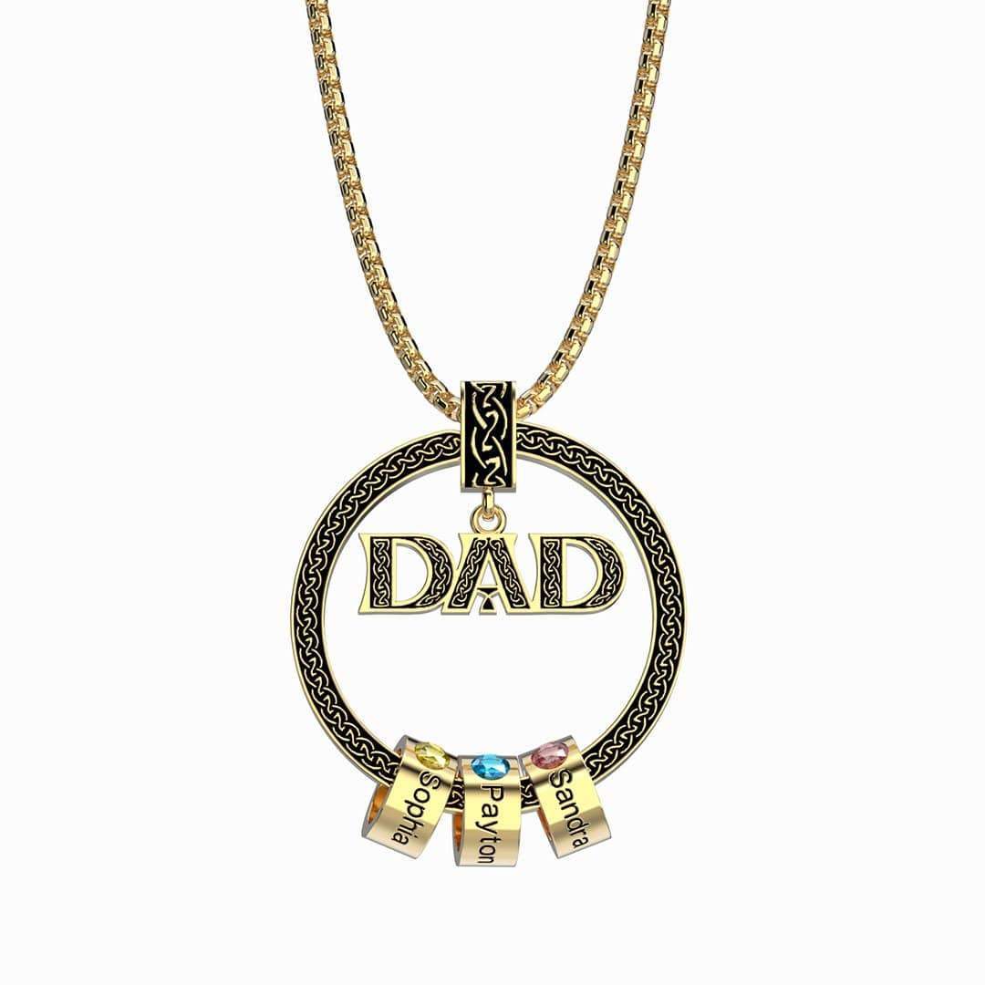 Dad Necklace Personalised Circle Men Necklace with Birthstones Engraved 3 Names Gifts For Father-Jessemade AU