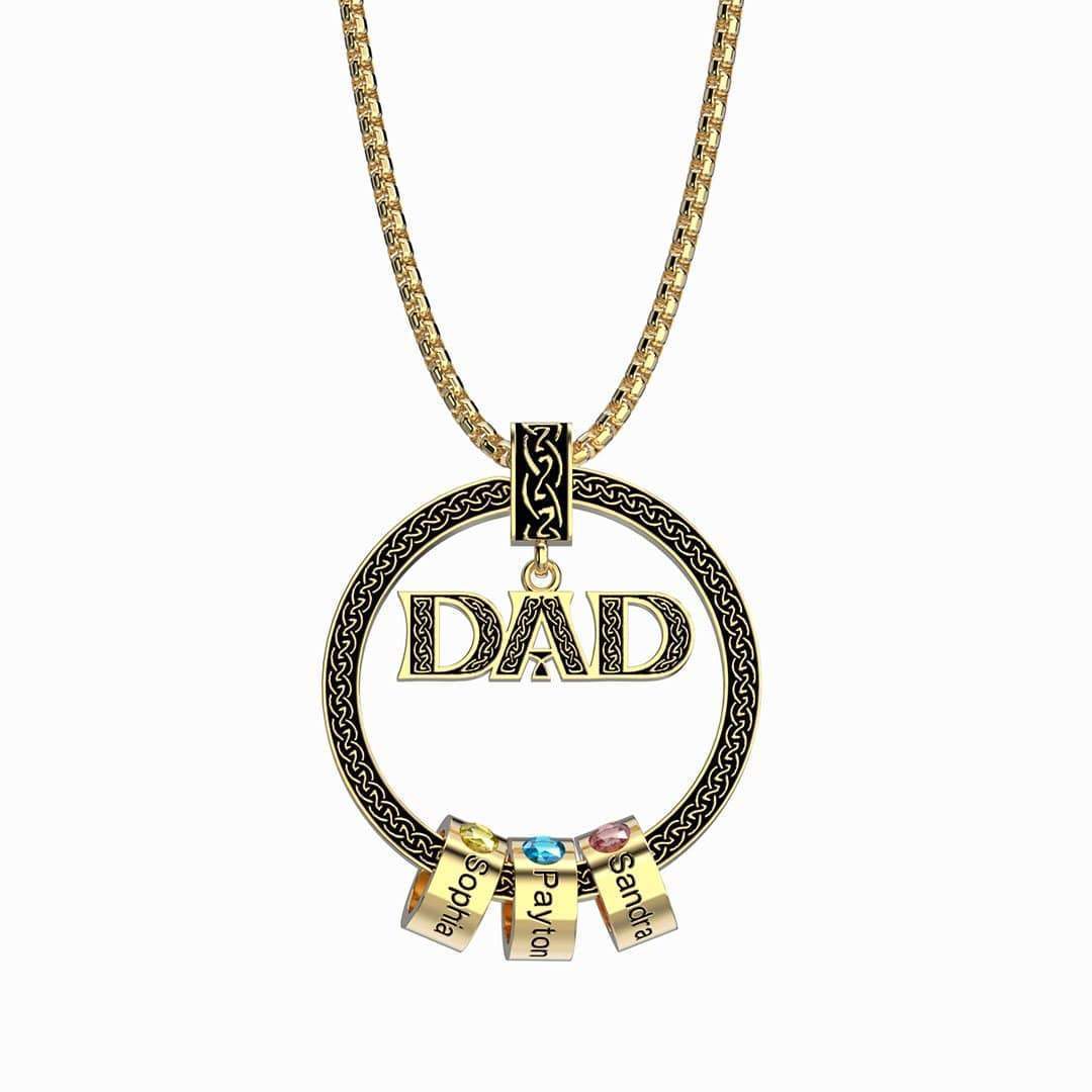 Dad Necklace Personalised Circle Men Necklace with Birthstones Engraved 3 Names Gifts For Father-Jessemade AU